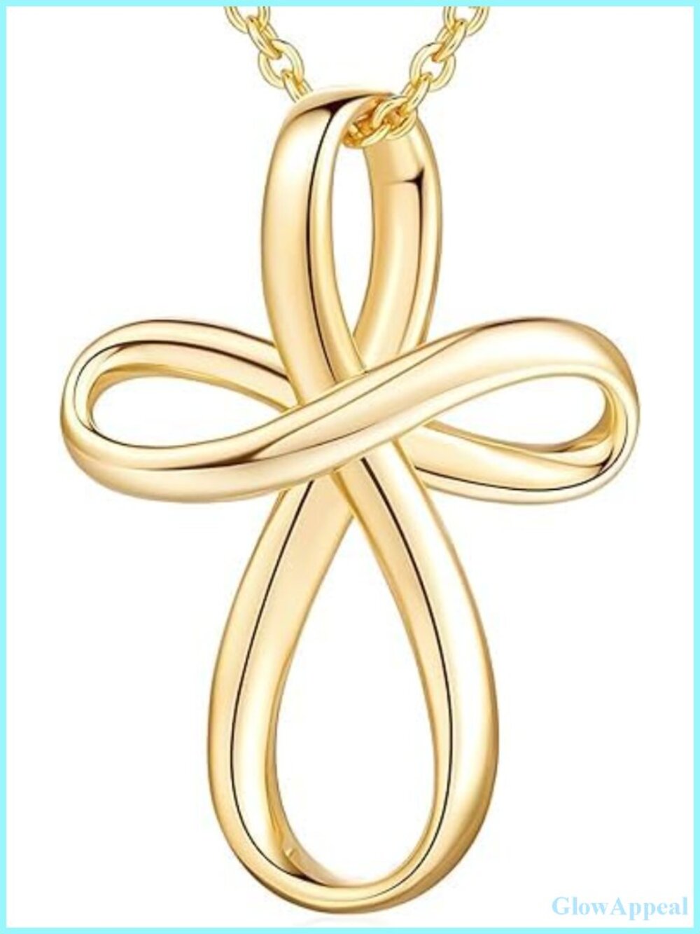 14K Gold Plated Twisted Cross Pendant Necklace Women Faith Jewelry
